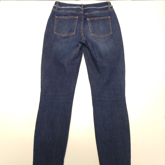 Maurices DenimFlex M Long High Rise Dark Fray Waist Jegging Sandblasted Wash EUC - Picture 2 of 9